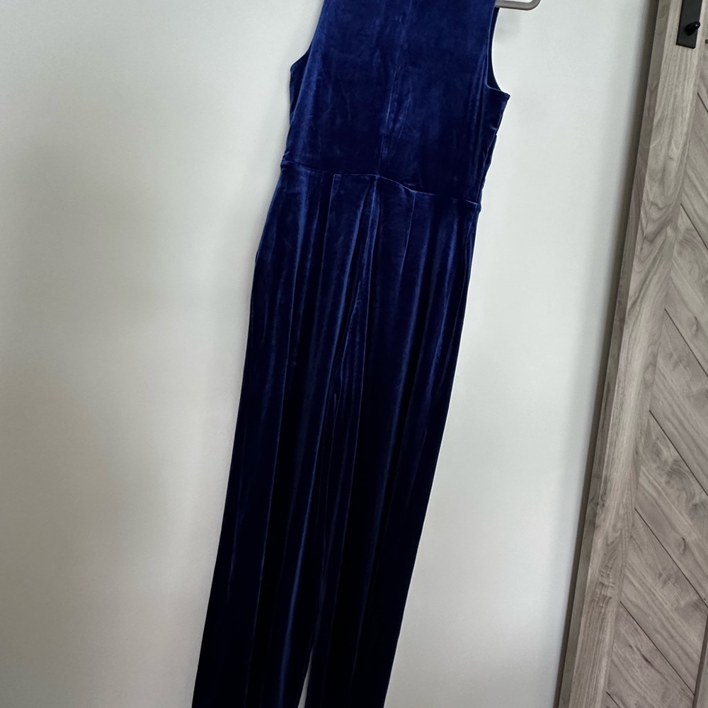 Banana Republic Royal Blue Velvet Jumpsuit - Picture 4 of 11